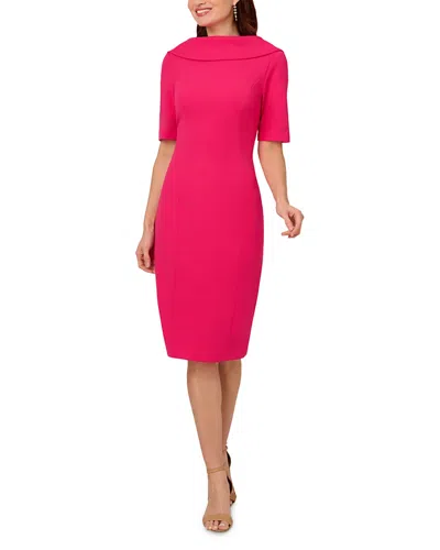 Adrianna Papell Roll Collar Sheath Dress In Geranium