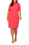 Adrianna Papell Foldover Neck V-back Sheath Dress In Beach Rose