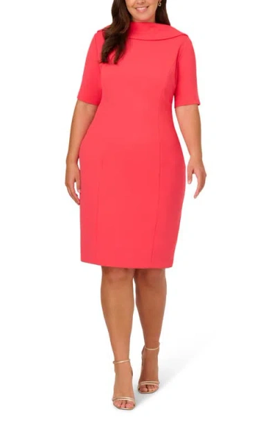 Adrianna Papell Roll Neck Sheath Dress In Pink