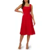 Adrianna Papell Rosette Soutache Lace Cocktail Midi Dress In Red