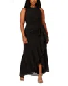 Adrianna Papell Ruffle Crepe Mermaid Gown In Black