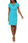 ADRIANNA PAPELL RUCHED KNIT CREPE SHEATH DRESS