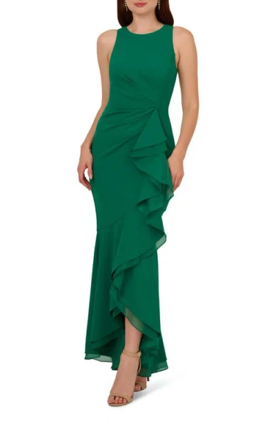 Adrianna Papell Ruffle Crepe Mermaid Gown