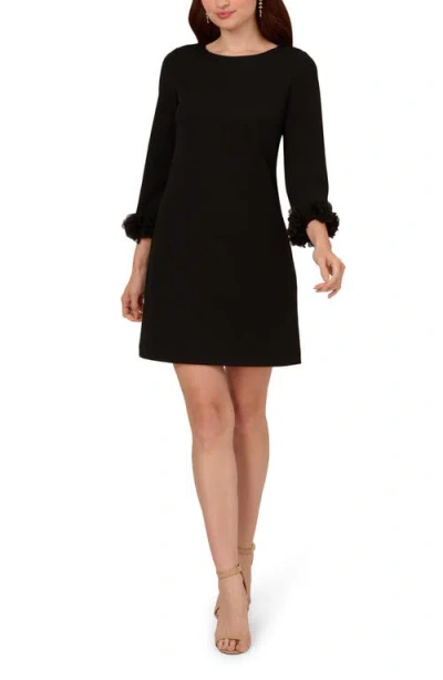 Adrianna Papell Ruffle Cuff Crepe Cocktail Dress In Black
