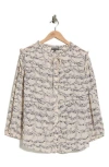 Adrianna Papell Ruffle Neck Woven Button-up Shirt In Neutral