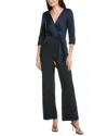 Adrianna Papell Satin Crepe Jumpsuit In Blue