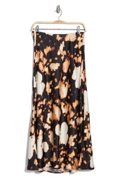 Adrianna Papell Satin Pull-on Skirt In Black Eclipse