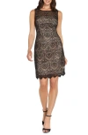 Adrianna Papell Scallop Guipure Lace Sheath Dress In Multi