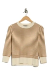 Adrianna Papell Scalloped Stripe Sweater In Multi