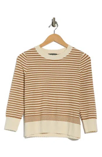 Adrianna Papell Scalloped Stripe Sweater