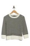 Adrianna Papell Scalloped Stripe Sweater In Multi