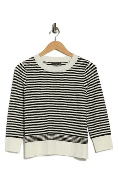 Adrianna Papell Scalloped Stripe Sweater In Multi