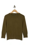 Adrianna Papell Scalloped Three-quarter Sleeve Sweater In Green