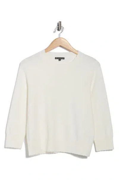 Adrianna Papell Scalloped Three-quarter Sleeve Sweater In White