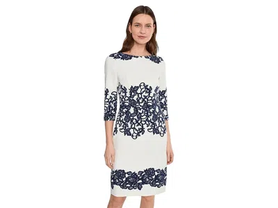 Adrianna Papell Scroll Lace Short Dress In White
