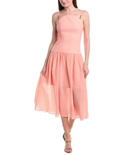 Adrianna Papell Seersucker Midi Dress In Pink