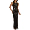 Adrianna Papell Women's Sequin Crewneck Sleeveless Gown In Black