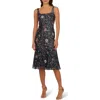 Adrianna Papell Women's Square-neck Sleeveless Beaded Dress In Navy/pink Multi