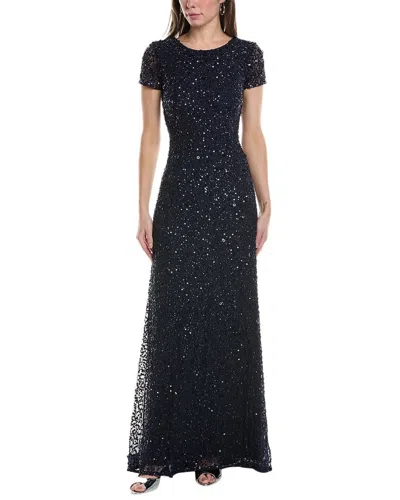 Adrianna Papell Sequin Maxi Dress In Blue