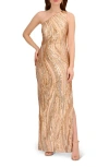 ADRIANNA PAPELL ADRIANNA PAPELL SEQUIN ONE-SHOULDER GOWN