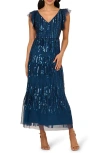 Adrianna Papell Sequin Tiered Mesh Gown