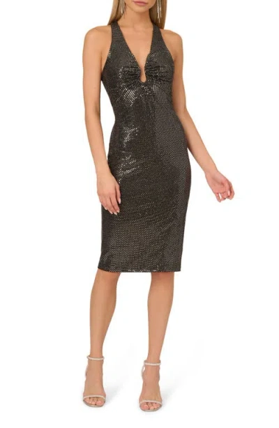 Adrianna Papell Sequin U-wire Sheath Cocktail Dress In Black