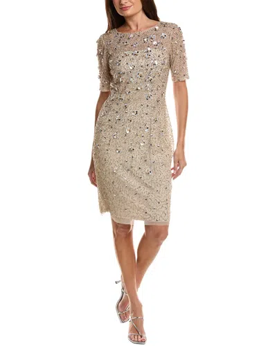Adrianna Papell Beaded Cocktail Dress In Neutral