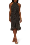Adrianna Papell Shirred Dot Chiffon Dress