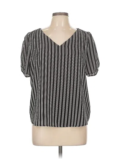Pre-owned Adrianna Papell Short Sleeve Blouse In Black
