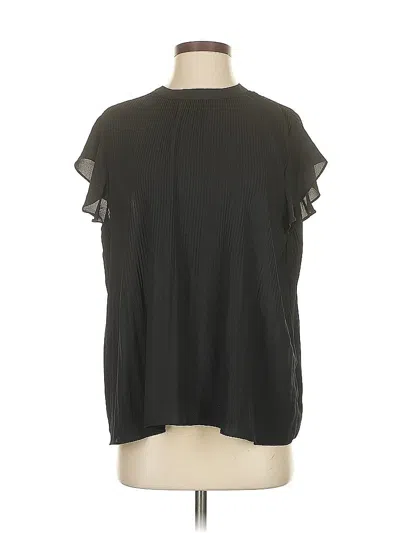 Pre-owned Adrianna Papell Short Sleeve Blouse In Black