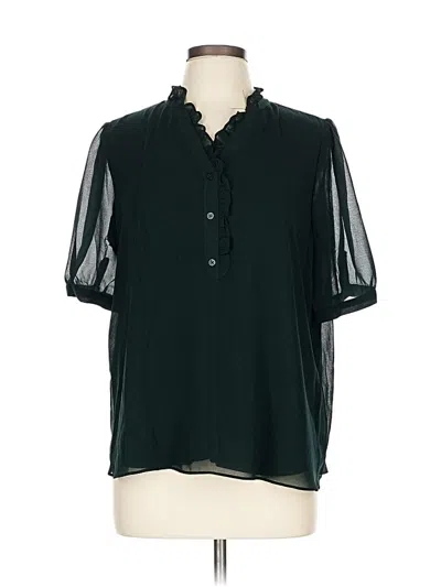 Pre-owned Adrianna Papell Short Sleeve Blouse In Black