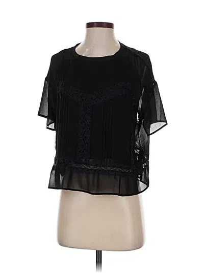 Pre-owned Adrianna Papell Short Sleeve Blouse In Black