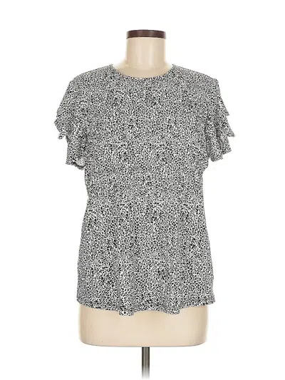 Pre-owned Adrianna Papell Short Sleeve Blouse In Black