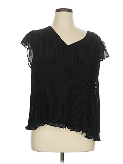 Pre-owned Adrianna Papell Short Sleeve Blouse In Black
