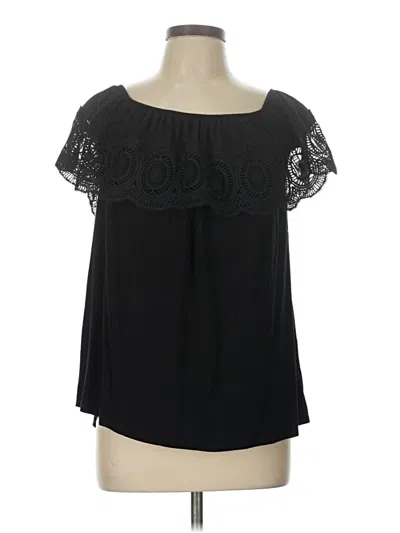 Pre-owned Adrianna Papell Short Sleeve Blouse In Black