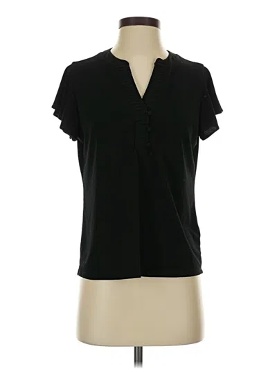 Pre-owned Adrianna Papell Short Sleeve Blouse In Black
