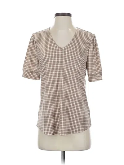 Pre-owned Adrianna Papell Short Sleeve Blouse In Brown