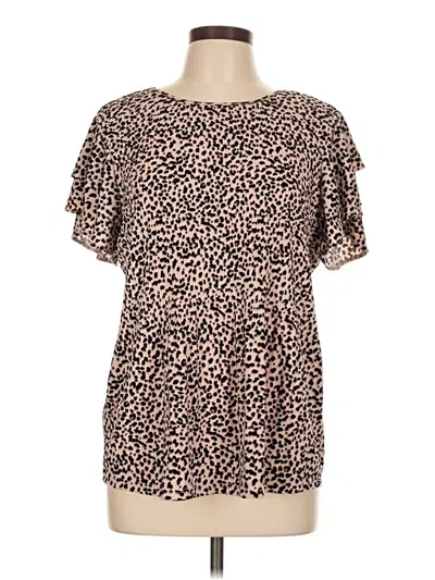 Pre-owned Adrianna Papell Short Sleeve Blouse In Brown