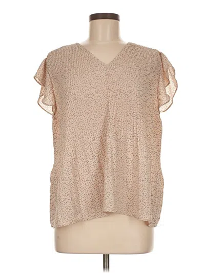 Pre-owned Adrianna Papell Short Sleeve Blouse In Brown