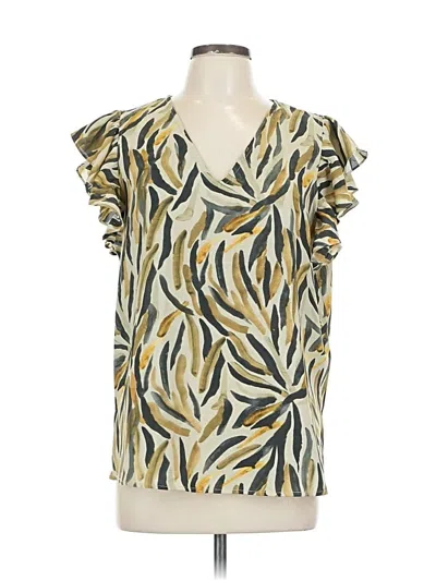 Pre-owned Adrianna Papell Short Sleeve Blouse In Gold