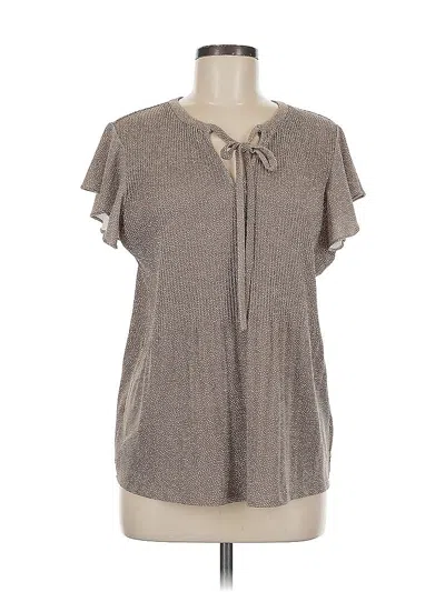 Pre-owned Adrianna Papell Short Sleeve Blouse In Gray
