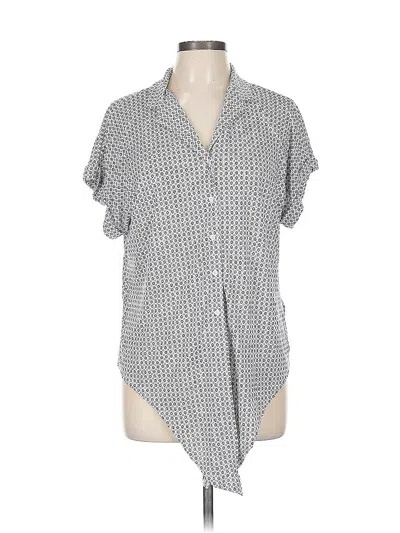 Pre-owned Adrianna Papell Short Sleeve Blouse In Gray