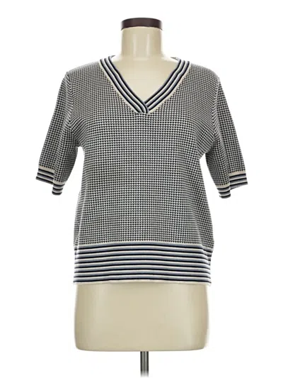 Pre-owned Adrianna Papell Short Sleeve Blouse In Gray