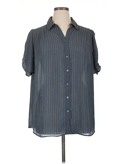 Pre-owned Adrianna Papell Short Sleeve Blouse In Gray