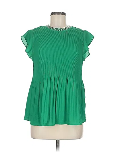 Pre-owned Adrianna Papell Short Sleeve Blouse In Green