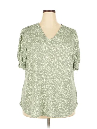 Pre-owned Adrianna Papell Short Sleeve Blouse In Green