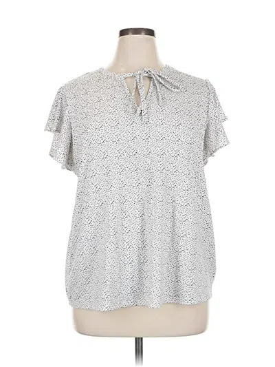 Pre-owned Adrianna Papell Short Sleeve Blouse In Silver