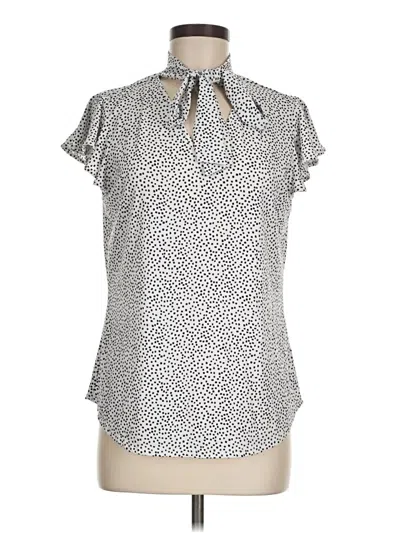 Pre-owned Adrianna Papell Short Sleeve Blouse In Silver