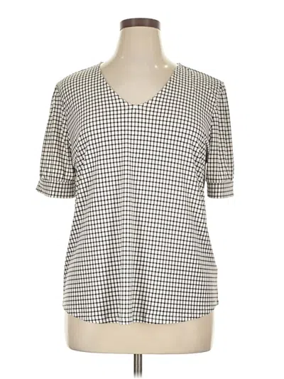 Pre-owned Adrianna Papell Short Sleeve Blouse In Silver
