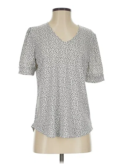Pre-owned Adrianna Papell Short Sleeve Blouse In Silver